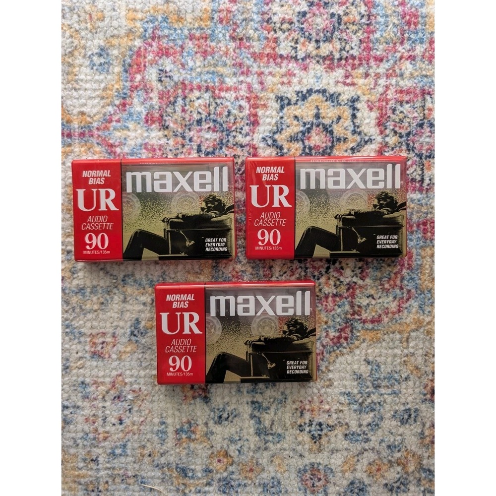 Maxell Blank Audio Cassette Tapes Lot Of 3 Normal Bias UR 90 Minutes Sealed